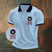 Недорогие Мужское поло с принтом-День независимости США Муж. Американский флаг США Рубашки поло Поло на пуговицах Рубашка для гольфа С короткими рукавами Футболки поло Лацкан Мода На каждый день Повседневные фестиваль С принтом Лето