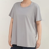 abordables Tops de yoga-Mujer Camisetas deportivas parte superior de pilates Top deportivo Agradable para la piel Secado rápido Suavidad Corte Ancho Manga Corta Deportes Color sólido Camiseta por Gimnasio Pilates Zumba