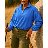 abordables Chaquetas impermeables-Mujer Sudadera tipo jersey Chaqueta para senderismo Chaqueta deportiva Al aire libre Elástico Trajes de senderismo Ropa de senderismo Otoño Sudadera Algodón Tenis Golf Corriendo Color sólido Violeta