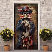 abordables Banners de Garaje y Puerta-Decoraciones de Puerta Calavera Cubiertas de Puerta 4 de Julio Patriótico Día de la Independencia Fondo Banner de Puerta Interior/Exterior para la Puerta Principal de la Granja