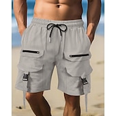 economico Vacanza-Per uomo Pantaloncini cargo Shorts Pantaloncini Estivi Coulisse Elastico in vita Multi-tasche Semplice Comodità Indossabile Lunghezza al ginocchio All&#039;aperto Sport Quotidiano Moda Casual Nero Marrone