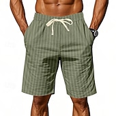 voordelige Klassiek-Voor heren Korte broek Linnen korte broek Zomer korte broeken Strandshorts Trekkoord Zak Elastische taille Gestreept Comfort Ademend Korte Strand Vakantie Feestdagen Hawaii Boho Zwart Marineblauw