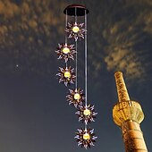 billiga Landskapsbelysning-Solcellslampa för vindklocka utomhus, vattentät lykta för trädgård, gräsmatta, balkong, hängande ljus, jul, tacksägelsepresent