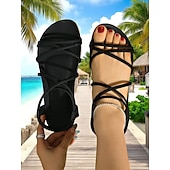 abordables Sandales de Vacances-Sandales plates beiges à brides élastiques pour femmes – Chaussures de plage légères et minimalistes pour les vacances d&#039;été, les tenues de villégiature et les tenues décontractées du quotidien