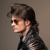 cheap Historical Wigs-Mens Mullet Wigs for 70s 80s Costumes,Halloween Party Personality Accessory Cosplay Hair Wig