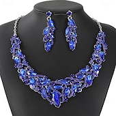abordables Parures de Bijoux-un parure de bijoux de mariée 1 ensemble Zircon Strass 1 Collier Boucles d&#039;oreilles Femmes Mode Personnalisé Luxe Mignon Fantaisie Forme de Feuille irrégulier Parure de Bijoux Pour Mariage Soirée