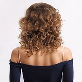 お買い得  トレンドの合成ウィッグ-人工毛ウィッグ ディープ・カーリー アフロキンキー アシメントリー・ヘアカット バング付き 機械製 かつら 14 インチ A1 合成 女性用 クラシック 快適 カラーグラデーション マルチカラー