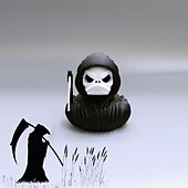 economico Decorazioni Appese e da Tavolo per Halloween-Statuetta stampata in 3D raffigurante un&#039;anatra mietitrice di Halloween, ornamento a forma di anatra della morte, statua di un&#039;anatra scheletro spettrale per decorazioni di Halloween, regalo da