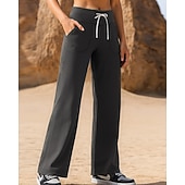 cheap Running Pants &amp; Tights-Women&#039;s Running Pants Sports Trousers Drawstring Pocket Bottoms Athleisure Sports Gym Breathable Pilates Running Yoga Regular Fit Sportswear Activewear Solid Colored Black Blue Grey