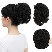 abordables Queue-de-cheval-Extensions de cheveux synthétiques ondulées et bouclées, queue de cheval courte et bouclée, style chignon décoiffé, flexibles et polyvalentes