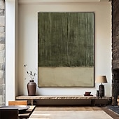 cheap Wabi Sabi-Handmade Oil Painting Canvas Wall Art Decoration Wabi-Sabi Style Retro Green Texture Abstract for Home Decor Stretched Frame Hanging Painting/Rolled Frameless Unstretched Painting