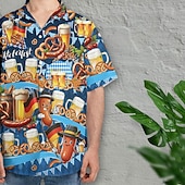 baratos Vestuário Gráfico-camisas havaianas Camisa Aloha Bávaro Munique Alemão Alpino Arte Gráfica para Homens Adulto Impressão 3D  para Carnaval Cerveja Oktoberfest Praia Férias Festa