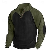 baratos Suéteres básicos-Homens Moletom com zíper Moletom Zip Moletom com capuz Adamascado Khaki claro. Preto Vinho Verde Tropa Colarinho Clerical Bloco de cor Zip Up Bloco de cor Desportos e Ar livre Casual Diário Roupa de