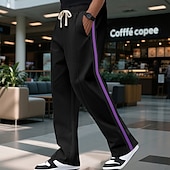 cheap Straight Leg-Men&#039;s Sweatpants Trousers Casual Pants Running Pants Sports Pants Drawstring Side Stripe Elastic Waist Color Block Comfort Full Length Outdoor Casual Daily Streetwear Hip Hop Black Khaki