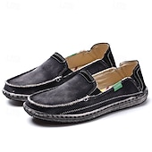 economico Slip-ons e mocassini da uomo-Mocassini da uomo in denim blu con bordo sfrangiato, scarpe casual leggere slip-on per le uscite del fine settimana, le passeggiate estive e il comfort quotidiano