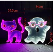 cheap Hallowen Prop Lighting-Halloween Infinity Lights Black Cat Light Ghost Light 3D Infinite Mirror Light Tunnel Light Abyss Neon Light Festival Party Decoration Light Us Plug