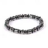 baratos Presentes-2 pulseiras elásticas com contas magnéticas, pulseiras de terapia magnética pretas simples para saúde, perda de peso, presente para feriados e ocasiões especiais