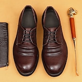 preiswerte Klassische Anzugschuhe-Herren Elegante Schuhe Spaziergang Leder Italienisches Vollnarbenleder Bequem Rutschfest Schnürung Schwarz Braun Kaffee