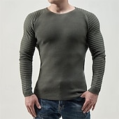 preiswerte Herrenpullover-Herren Pullover Strickpullover Gerippt Stricken Normale Oberteile Gestrickt Einfach Rundhalsausschnitt Mode Basic Urlaub Alltagskleidung Bekleidung Herbst Winter Schwarz Weiß M L XL