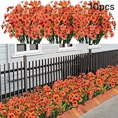 olcso hálaadás és őszi dekoráció-10 db UV-álló műorchidea csokor, műanyag művirág kültéri kertbe, verandára, ablakba és otthoni dekorációhoz, tökéletes húsvétra, Oktoberfestre, halottak napjára, diwalira, emléknapra és szezonális