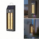 baratos Candeeiros Luzes de Exterior-Luzes de parede solares com sensor de movimento para porta frontal, 2 modos com holofote RGB, postes de LED, cerca, segurança para varanda, 1 unidade