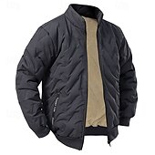 cheap Fleece &amp; 3 in 1 Jackets-Men&#039;s Quilted Puffer Jacket Winter Jacket Hiking Fleece Jacket Winter Outdoor Thermal Windproof Fleece Jackets Black Grey