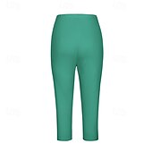 baratos Leggings lisas-Mulheres Calças Capri Leggings Moda Casual Comprimento da panturrilha Cintura Média Tecido Cintura elástica Confortável Respirabilidade Com Stretch Férias Rua Roupa Diária Amarelo Claro Vinho
