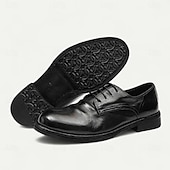 preiswerte Klassische Anzugschuhe-Herren Elegante Schuhe Spaziergang Leder Italienisches Vollnarbenleder Bequem Rutschfest Schnürung Schwarz Braun Kaffee