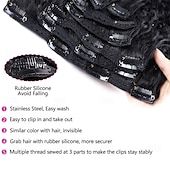 levne Clip in Extensions-26 palcové kudrnaté clip-in prodlužování vlasů s dvojitým útkem, celohlavé japonské tepelně odolné vlákno 140g syntetické kudrnaté prodlužování vlasů pro ženy 7 kusů