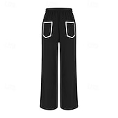 billige brede ben og høy midje-Dame Joggebukser Bukser Rett Fritid Treningsklær Lang Middels midje Lapper Lomme Elastisk snordesign Høyt snitt Pusteevne Myk Mikroelastisk Feriereise Gate Dagligdagstøy Svart Militærgrønn Navybl