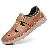 economico Sandali casual-Sneakers da uomo con cinturino in velcro color cuoio, tomaia traspirante e suola flessibile: scarpe comode ed eleganti per abbigliamento casual e attività all&#039;aperto