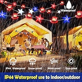 levne Řetězová světla baterie-1 ks vlasteneckého řetězového světla 5M-50 LED pentagram americké vlajky lampový řetěz pro Den nezávislosti 4. července 250. výročí památného dne AAA vodotěsný bateriový box dálkové ovládání