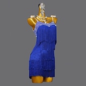 cheap Competition Dress-Latin Salsa Dance Dress Crystal / Rhinestone Tassel Pure Color Women&#039;s Performance Sleeveless Spandex