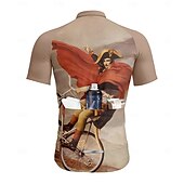 abordables Maillots pour hommes-Homme Maillot de cyclisme Manche Courte Cyclisme Maillot Top avec 3 poches arrière Résistant aux UV Séchage Rapide Fermeture Éclair Frontale Bandes réfléchissantes Kaki Des sports Vêtement Tenue