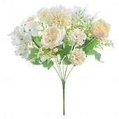 baratos Plantas e Flores Artificiais-1 maço de flores artificiais de seda, buquê pequeno com várias cabeças bifurcadas, arranjo de flores secas artificiais para decoração de vaso de mesa em casa