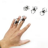 economico Maschera di Halloween &amp; Accessori-20/50 pezzi di anello da ragno per Halloween, accessorio realistico in plastica per costume da ragno per la festa di Halloween, anello da ragno spaventoso per il festival dei fantasmi