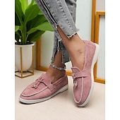 billige Slip-ons og loafers til kvinner-Grønne dameloafers i semsket skinn, lette flate sko med gulldetaljer for uformelle antrekk og daglige dates