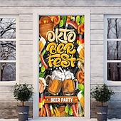 cheap Garage &amp; Door Banners-Oktoberfest Door Decorations German Bavarian Beer Door Covers Door Tapestry Door Curtain Decoration Backdrop Indoor/Outdoor Door Banner for Front Door Office Door