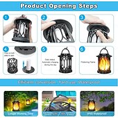 cheap Landscape Lights-Solar Flickering Flame Lantern Outdoor Lights  Waterproof Hanging Solar Lanterns Lights Solar Powered Lanterns Outdoor for Patio Yard Deck Pathway