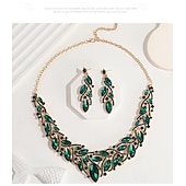 abordables Parures de Bijoux-un parure de bijoux de mariée 1 ensemble Zircon Strass 1 Collier Boucles d&#039;oreilles Femmes Mode Personnalisé Luxe Mignon Fantaisie Forme de Feuille irrégulier Parure de Bijoux Pour Mariage Soirée