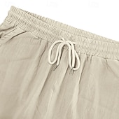 baratos Feriado-Homens Shorts de algodão e linho Bermuda Cargo Calção Shorts de verão Com Cordão Cintura elástica Bolso multi Tecido Conforto Vestível Comprimento do joelho Ao ar livre Esporte Diário Moda Casual
