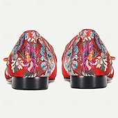 Недорогие Элементарные туфли-Мужские красные мюли из коровьей кожи премиум-класса с цветочной вышивкой и пряжкой – модные туфли для вечеринок, свадеб и официальных мероприятий