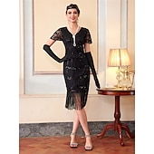 levne Šaty-Retro Řvoucí 20s 20. léta 20. století Bubenové šaty Šaty Úbory Velký Gatsby Svatební host Flitry Třásně Maškarní kostým Dámské Vánoce předvečer Všech svatých Karneval Párty a večer Svatební hostina