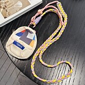 お買い得  携帯電話用ストラップとリストストラップ-ドーパミンカラーマッチングユニセックス携帯電話吊り下げロープ調節可能なクロスボディポータブルペンダント収納バッグ多機能紛失防止吊り下げチェーン