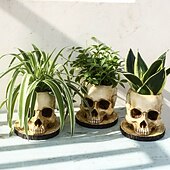 economico Halloween-fioriera scheletro chic - costruzione in poliresina resistente e impermeabile, versatile per interni &amp;decorazioni per esterni con piante, fiori e caramelle perfette per un Halloween spettrale e una