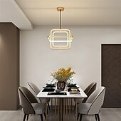 cheap Pendant Lights-Square LED Pendant Lamp Restaurant Office 350° Rotation Pendant Light Modern Minimalist 40 Watt Industrial Style Hanging Lamps Gold for Restaurant Bar Kitchen Dining Room Atmosphere