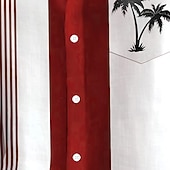 abordables Plantes tropicales-Homme Cocotier Plantes Tropicales Chemise Chemise hawaïenne Chemise Boutonnée Manche Courte Hawaïen Fête Tenue de plage Été Printemps Col Rabattu Impression 3D chemises à col Une poche avant Rouge