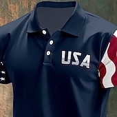  4η Ιουλίου 2026 250η Ανδρικά Αμερικανική σημαία των ΗΠΑ Μπλουζάκια πόλο Button Up Polos Πουκάμισο γκολφ Κοντομάνικο Μπλουζάκια πόλο Πέτο Μοντέρνα Καθημερινό Καθημερινά Φεστιβάλ Στάμπα Καλοκαίρι