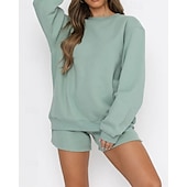 女性用 トラックスーツ プルオーバースウェットシャツ スウェットショーツ レース ソリッド スーツウェア 秋 Темный хаки ブラック ジム アスレイジャー ランニング 防風 長袖 スポーツ アクティブウェア 伸縮性あり レギュラー お買い得  トラックスーツ-女性用 トラックスーツ プルオーバースウェットシャツ スウェットショーツ レース ソリッド スーツウェア 秋 Темный хаки ブラック ジム アスレイジャー ランニング 防風 長袖 スポーツ アクティブウェア 伸縮性あり レギュラー