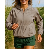 cheap Running Jackets-Women&#039;s Running Jacket Outdoor Jacket rain coat Pocket Full Zip Long Sleeve Outerwear Athletic Waterproof Windproof Breathable Quick Dry Tennis Golf Running Sportswear Activewear Solid Colored Black